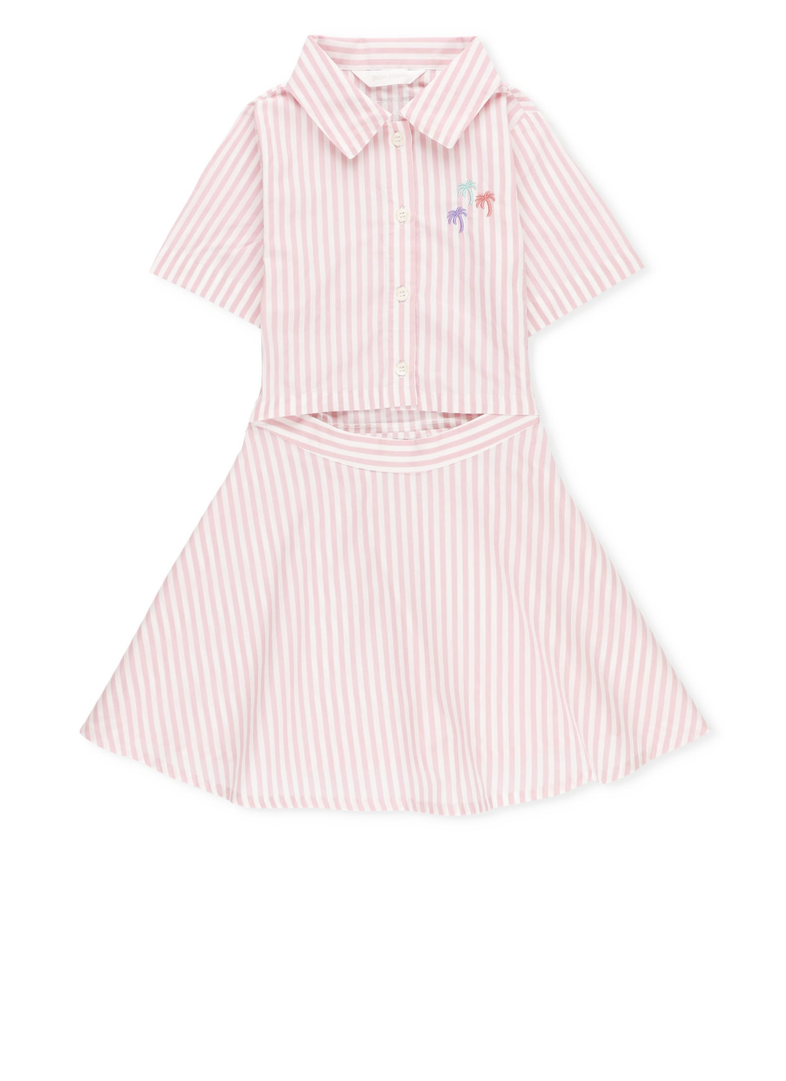 Shop Palm Angels 3 Palms Striped Dress In Pink