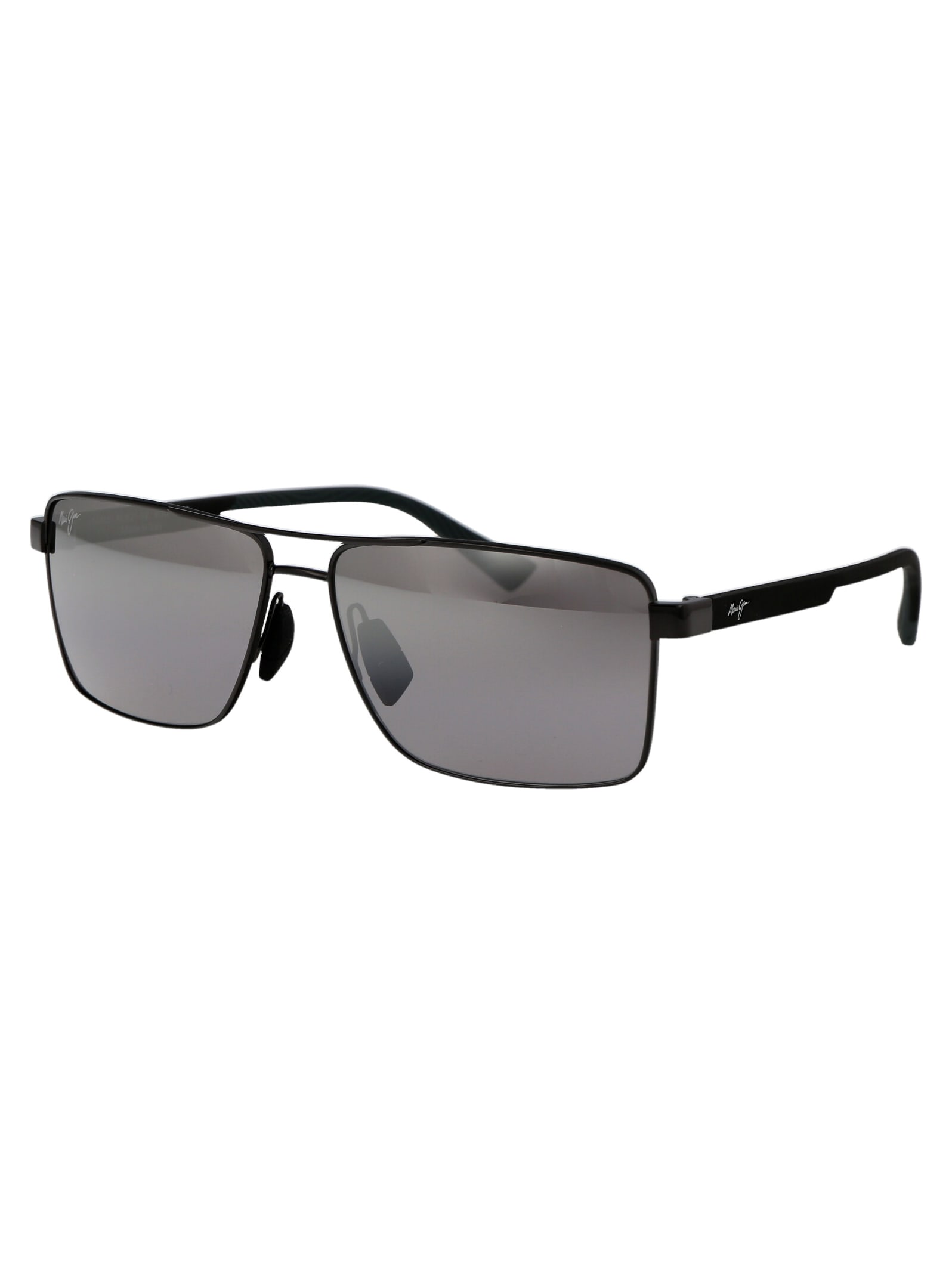Shop Maui Jim Riha Sunglasses In 02 Silver/black Piha Shiny Gunmetal W/black