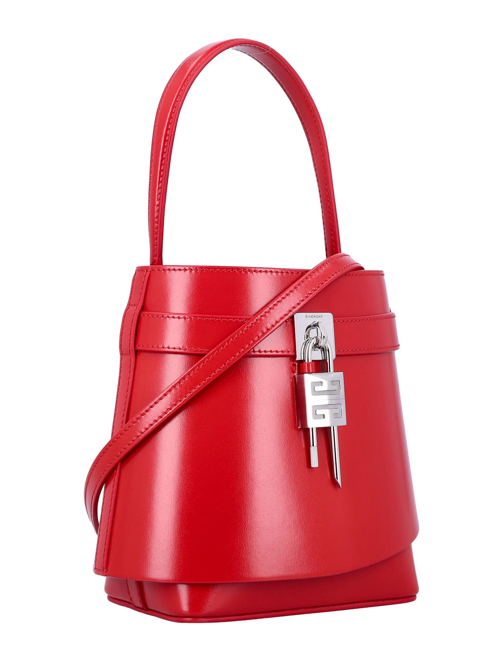 Shop Givenchy Shark Lock Bucket In Red