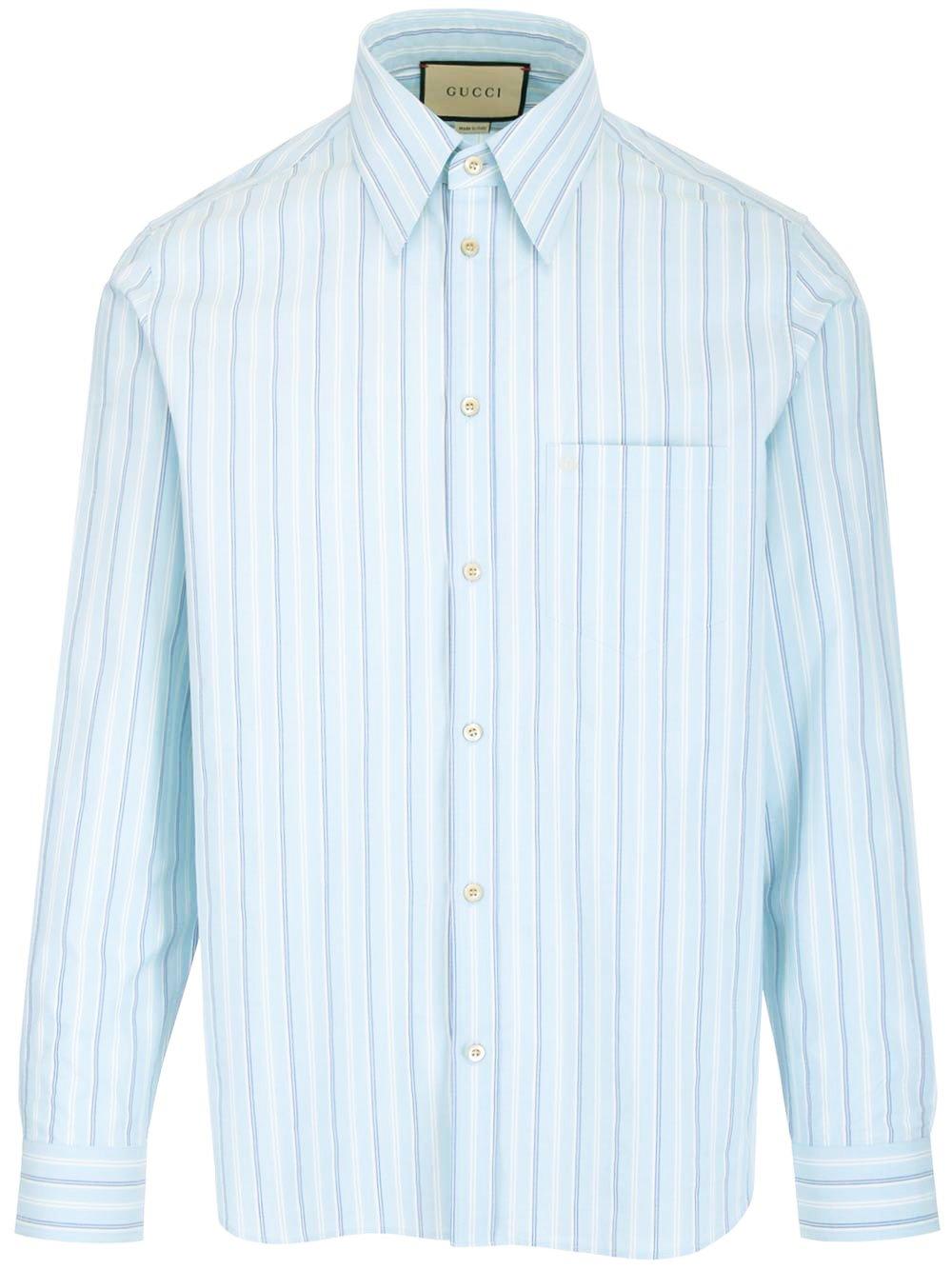 GUCCI STRIPED COLLARED LONG-SLEEVE SHIRT