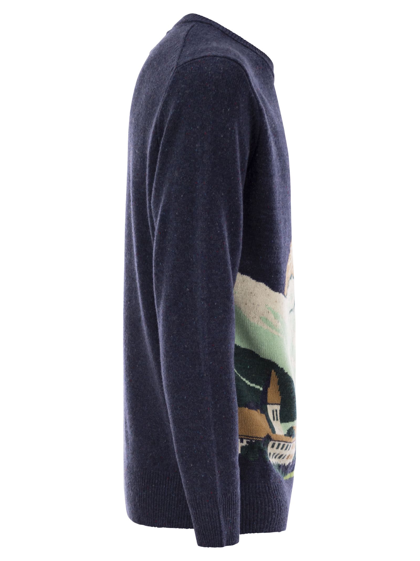 Mc2 Saint Barth Zermatt Wool And Cashmere Blend Jumper In Navy