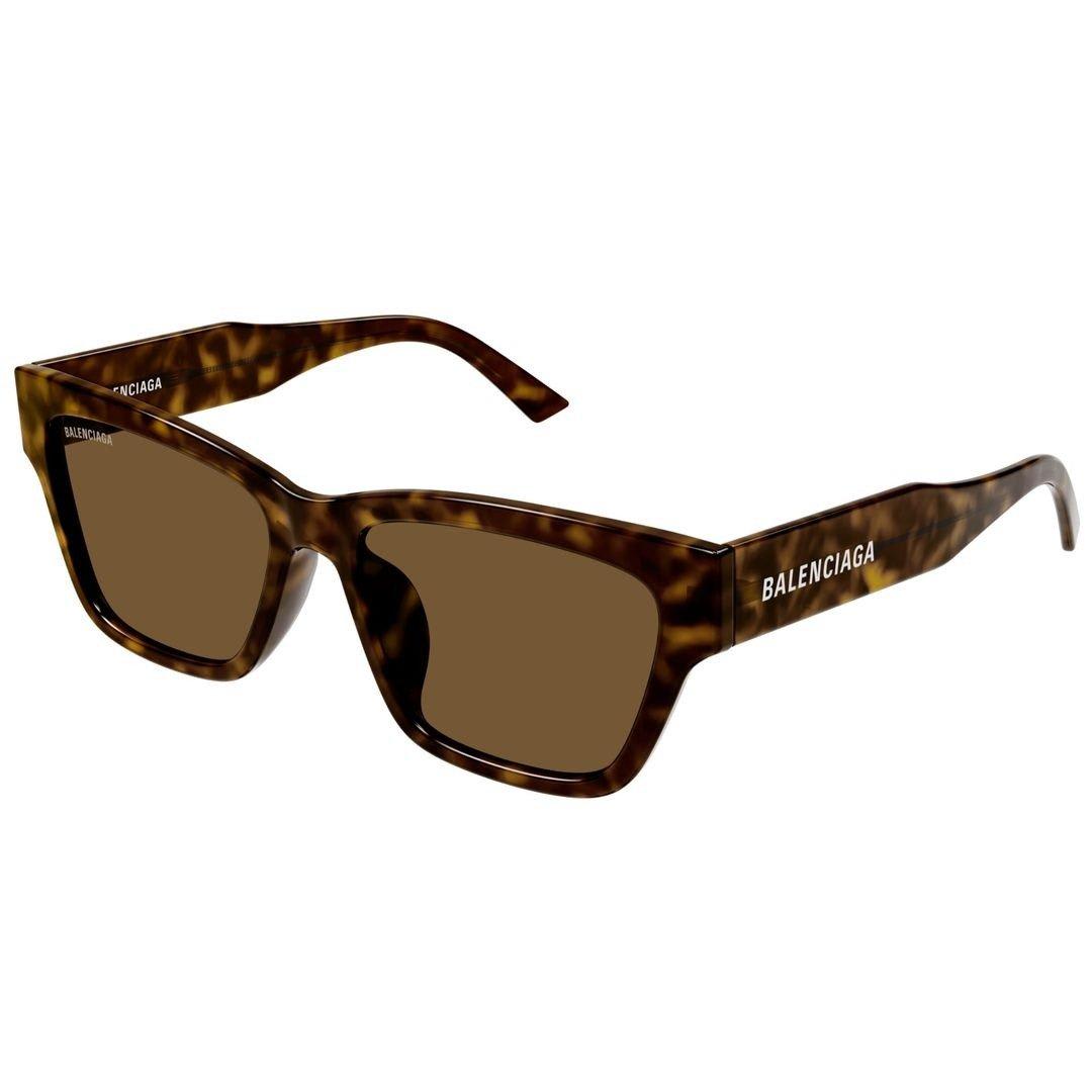 Shop Balenciaga Rectangular Frame Sunglasses In 002 Havana Havana Brown