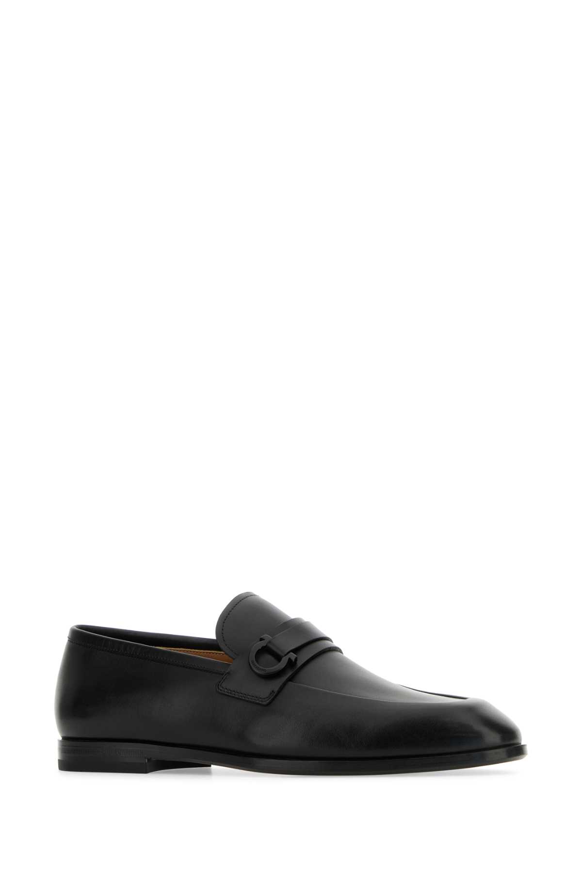 Shop Ferragamo Black Leather Florio Loafers In Nernewbiscnewbisc