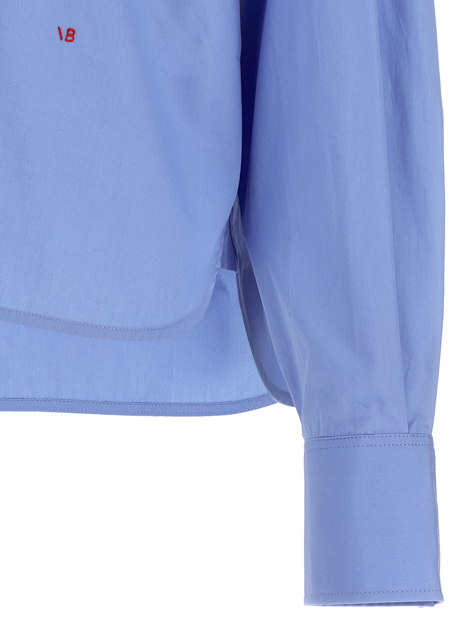 Victoria Beckham Shirt Cropped Long Sleeves In Azure