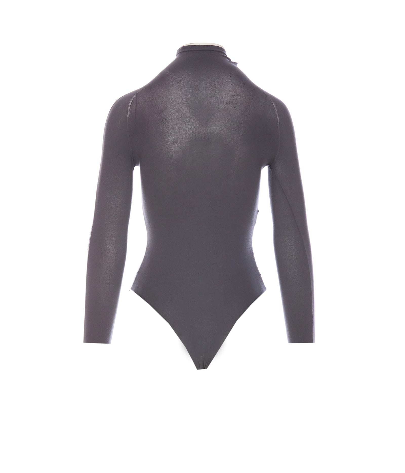 Alaïa Fitted High Neck Long Sleeve Top In Grey