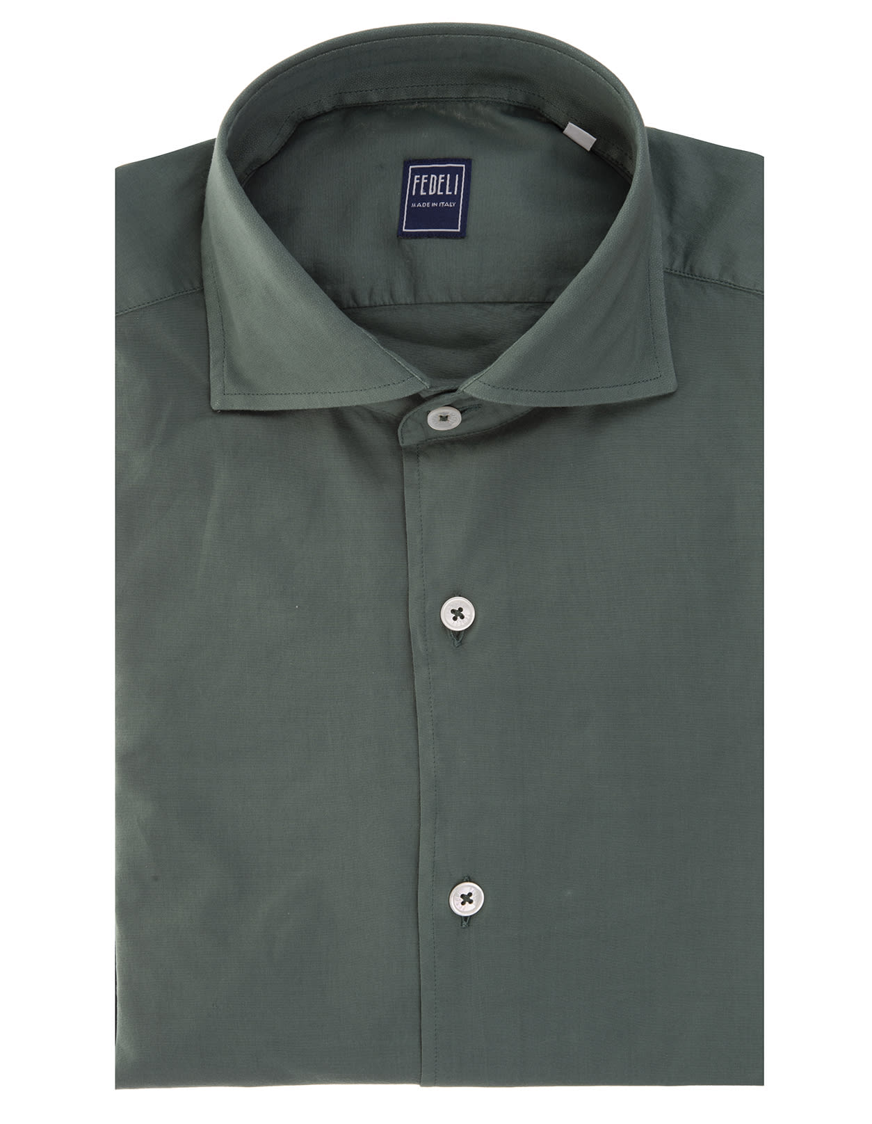 Fedeli Man Dark Green Lightweight Cotton Shirt