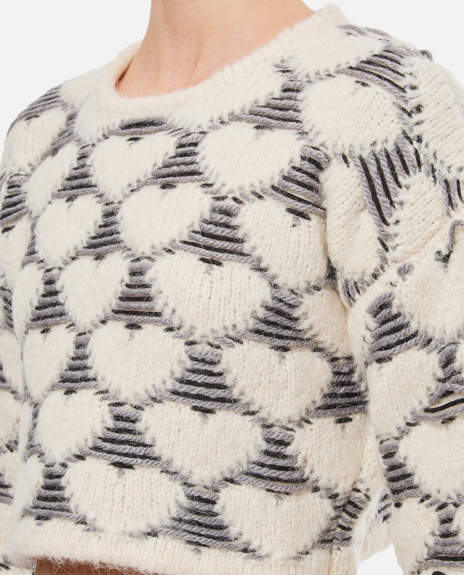 Marco Rambaldi Jacquard-knit Heart Cropped Jumper In Multi
