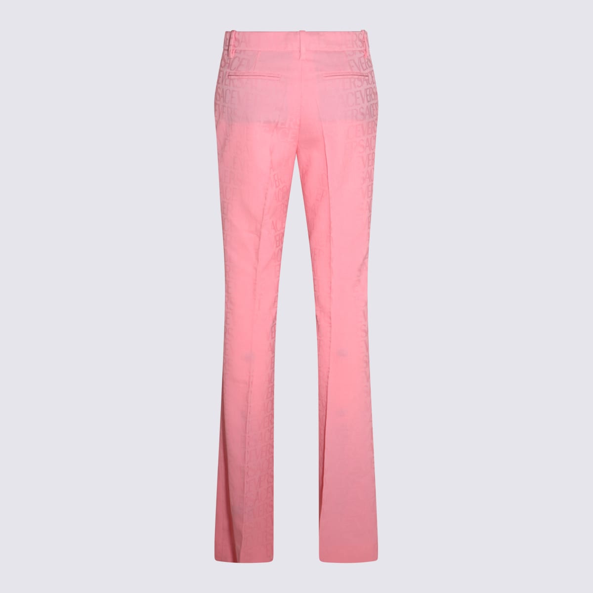 Shop Versace Pink Wool Trousers