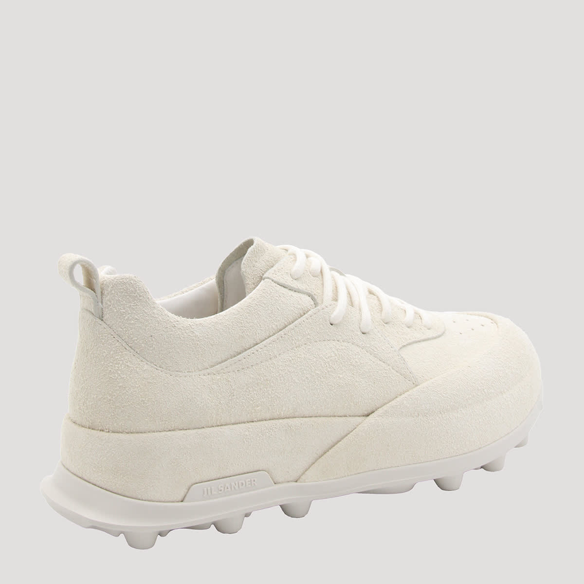 Shop Jil Sander Cream Suede Orb Sneakers In Porcelain