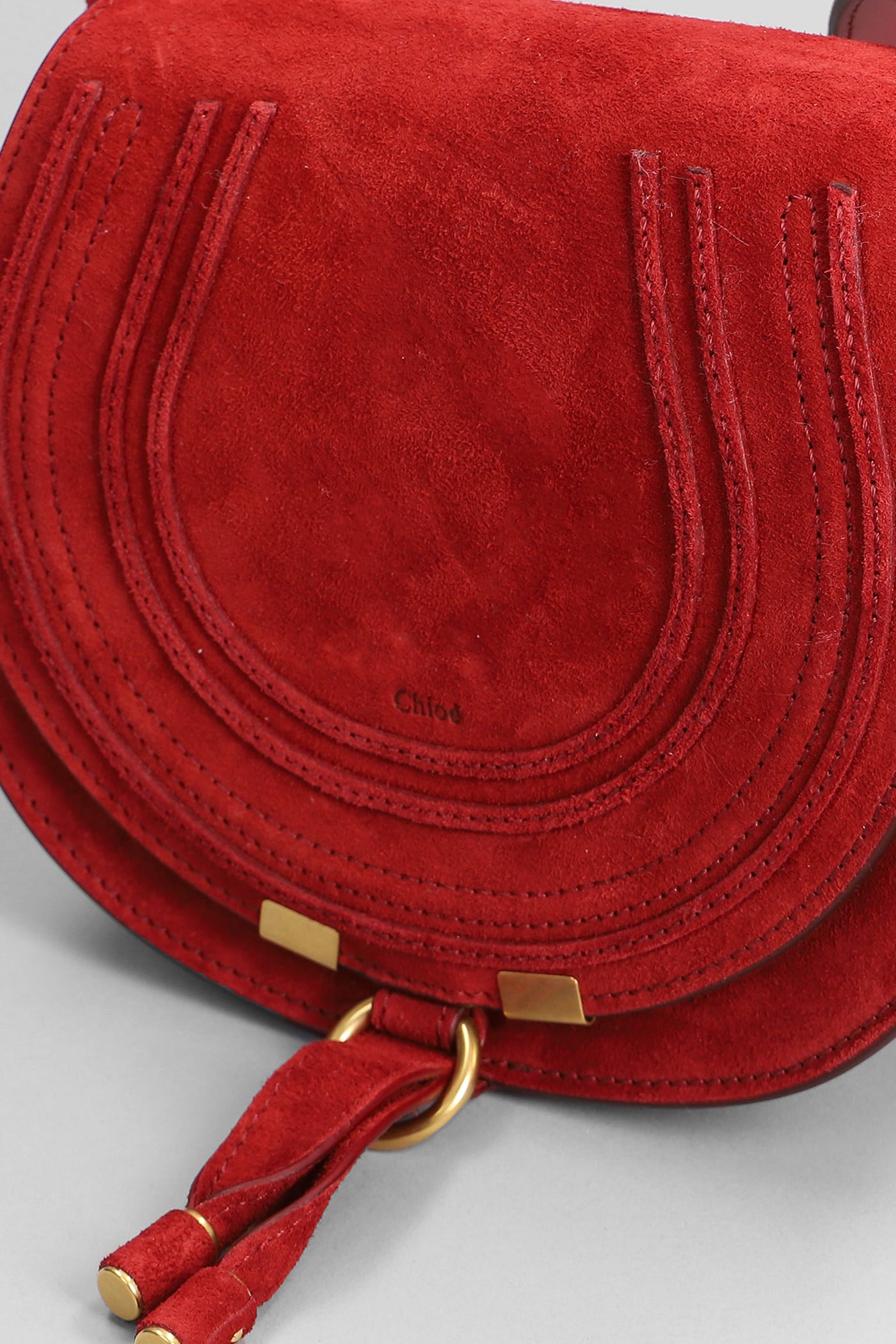 Shop Chloé Mercie Shoulder Bag In Red Suede
