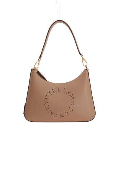 Shop Stella Mccartney Logo Small Shoulder Bag In Beige