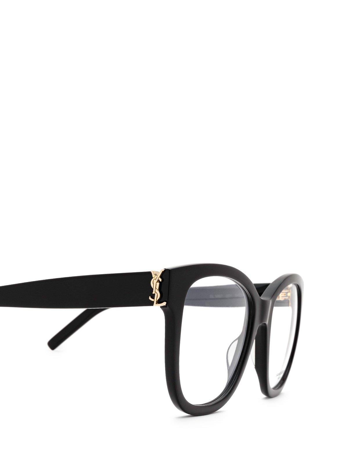 Saint Laurent Polished-effect Oversize-frame Glasses In Black