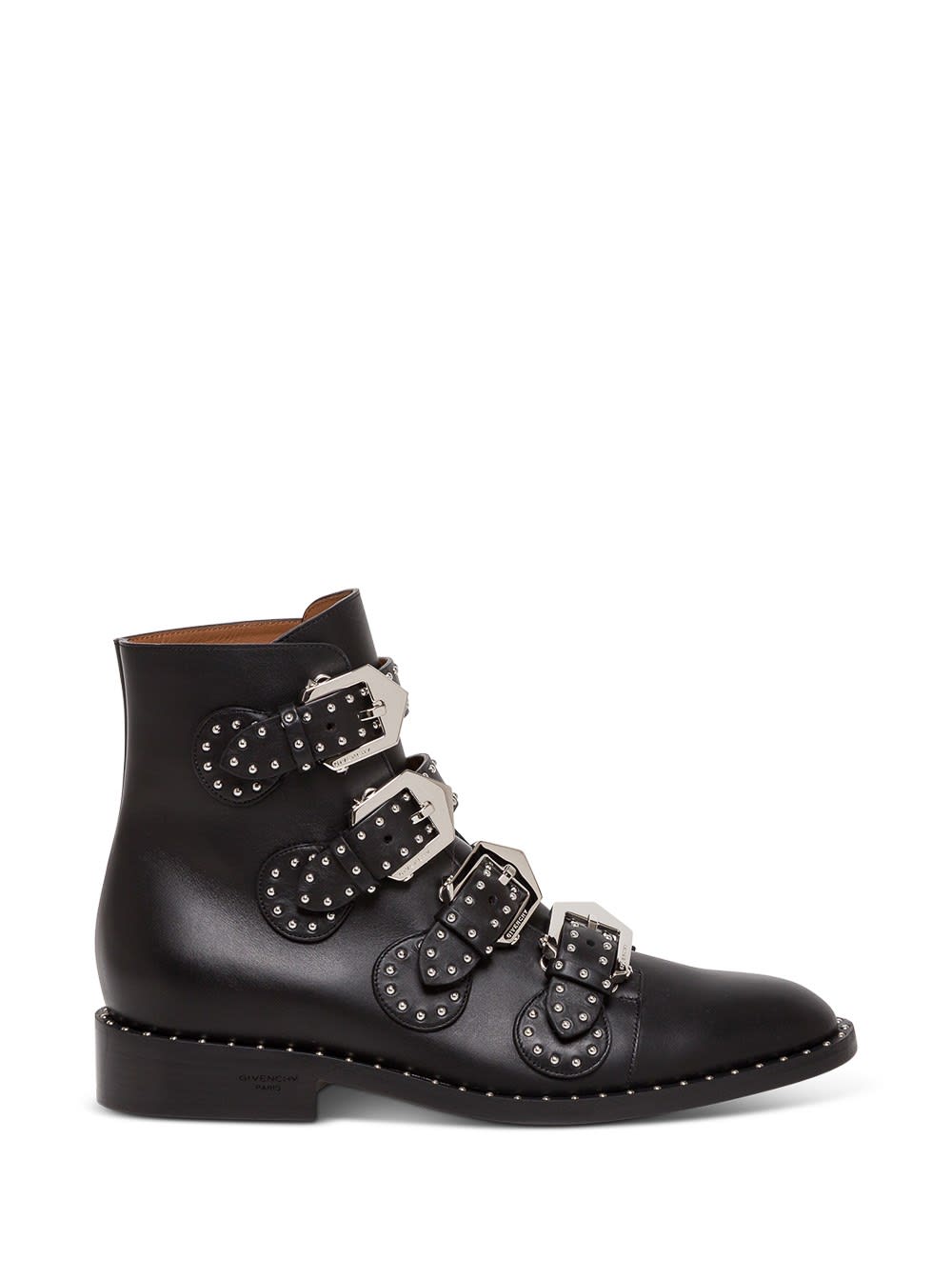 Givenchy Black Lether Ankle Botts With Buckles And Studs Details