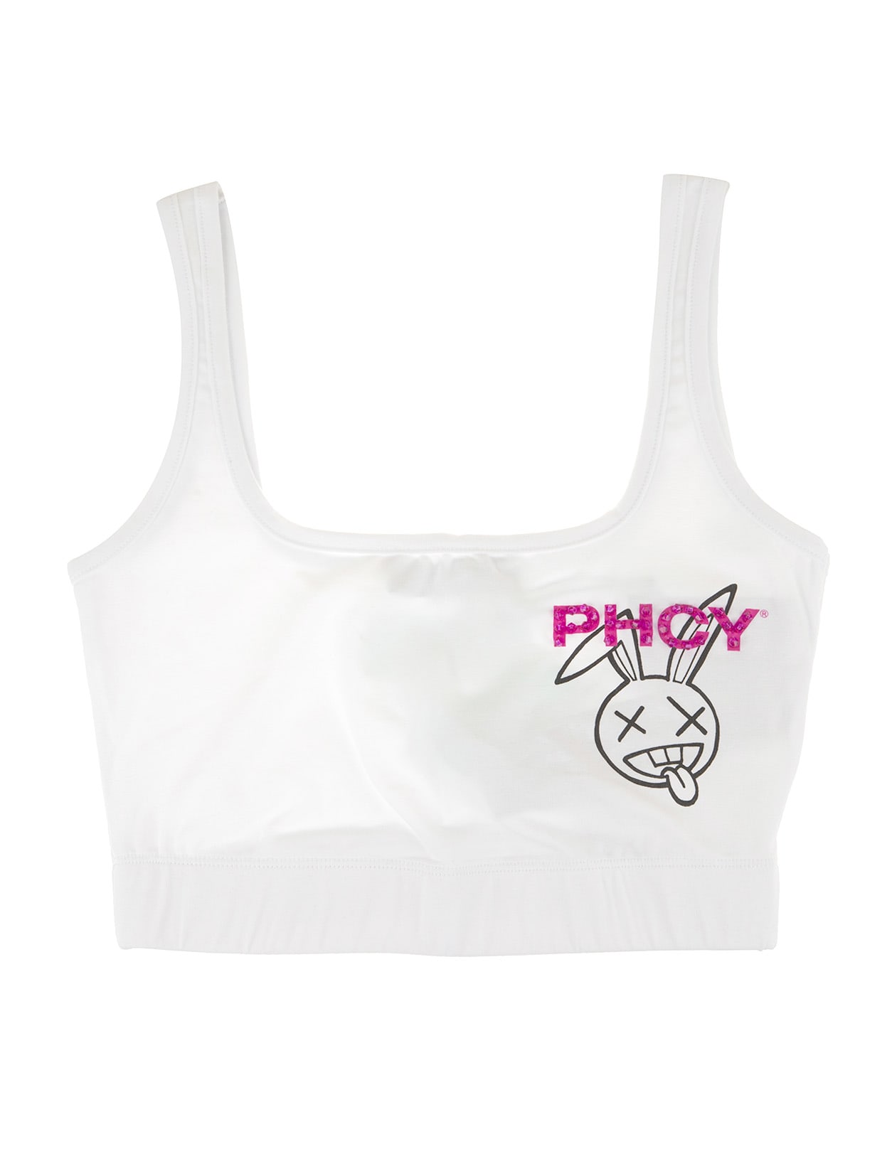 Pharmacy Industry White Sports Short Top With Rabbit And Monogram