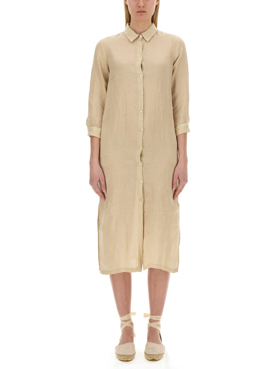 Shop 120% Lino Shirt Dress In Beige