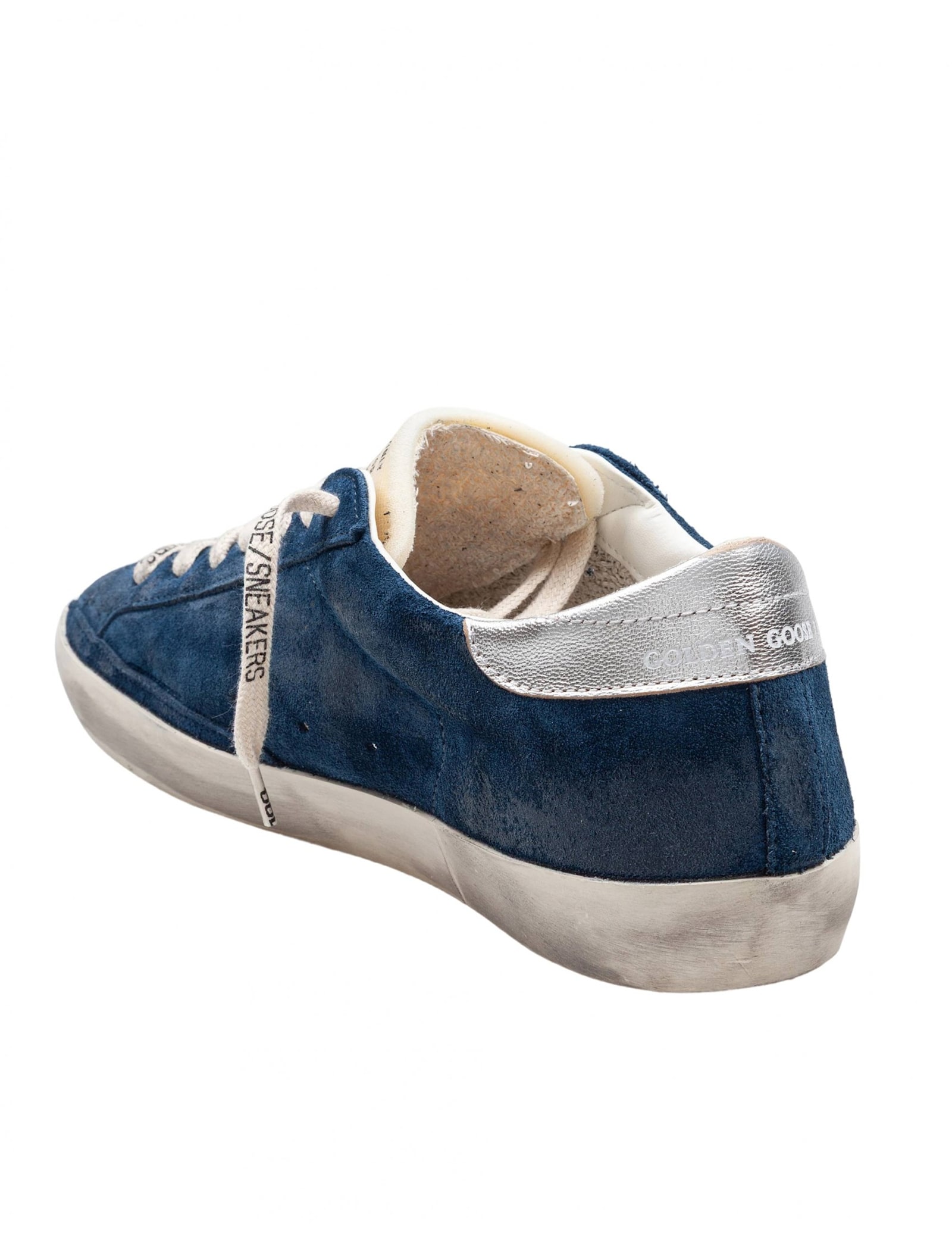 Golden Goose Super-star Suede Upper And Toe Foam Tongue Leather Star Laminated Heel Sneakers Blue In Blue