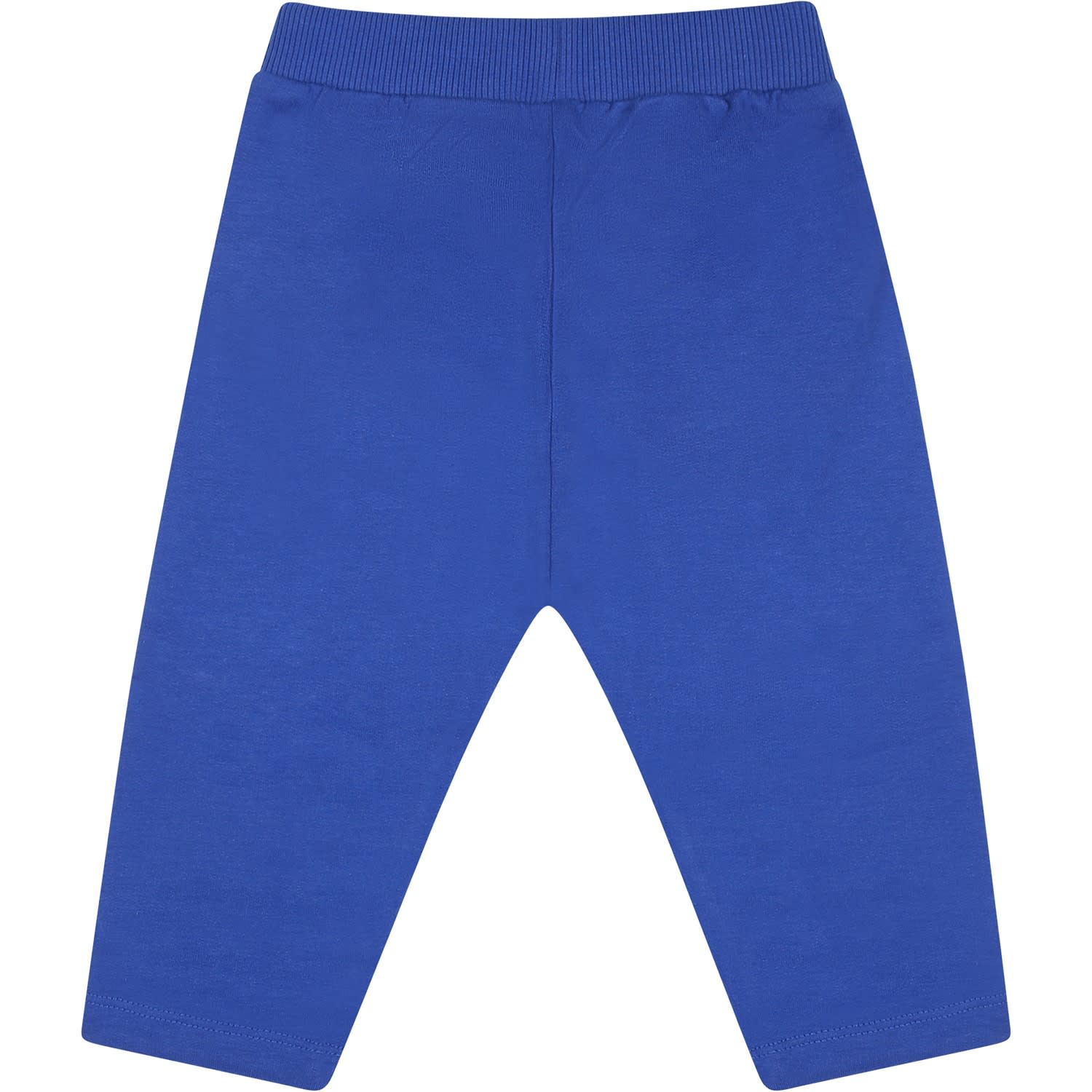 Shop Moschino Blue Leggings For Babykids With Teddy Bears And Logo In Light Blue