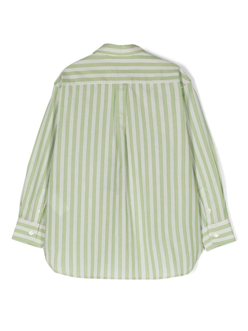 Shop Etro Green Striped Shirt With Logo