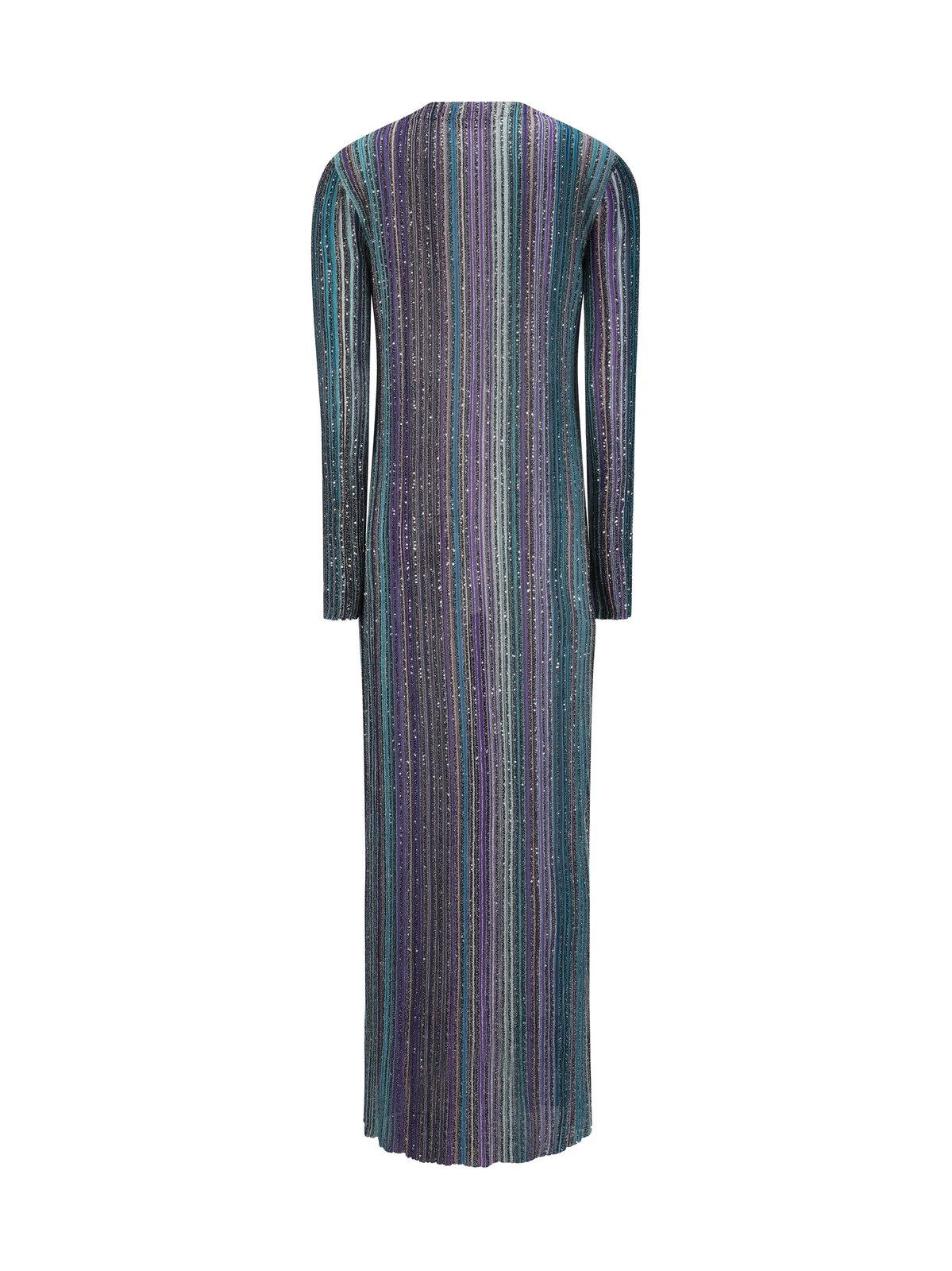 Shop Missoni Sequinned Pleated Knit Long Cardigan In Clear Blue