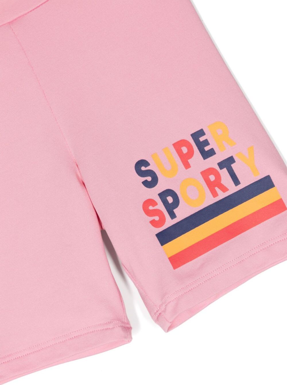 Shop Mini Rodini Pink Biker Shorts With Super Sporty Print In Stretch Fabric Girl