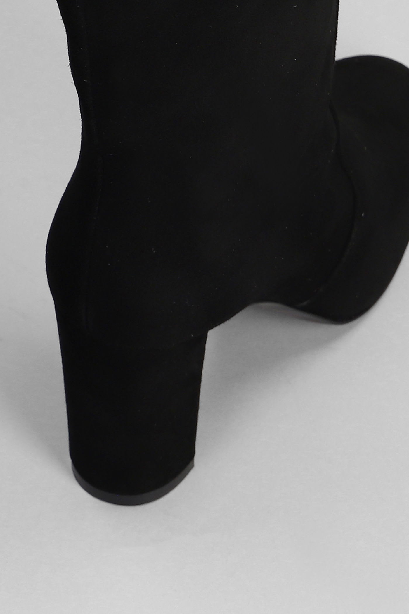 Via Roma 15 Black Suede Ankle Boots With Refined Block Heel In Black