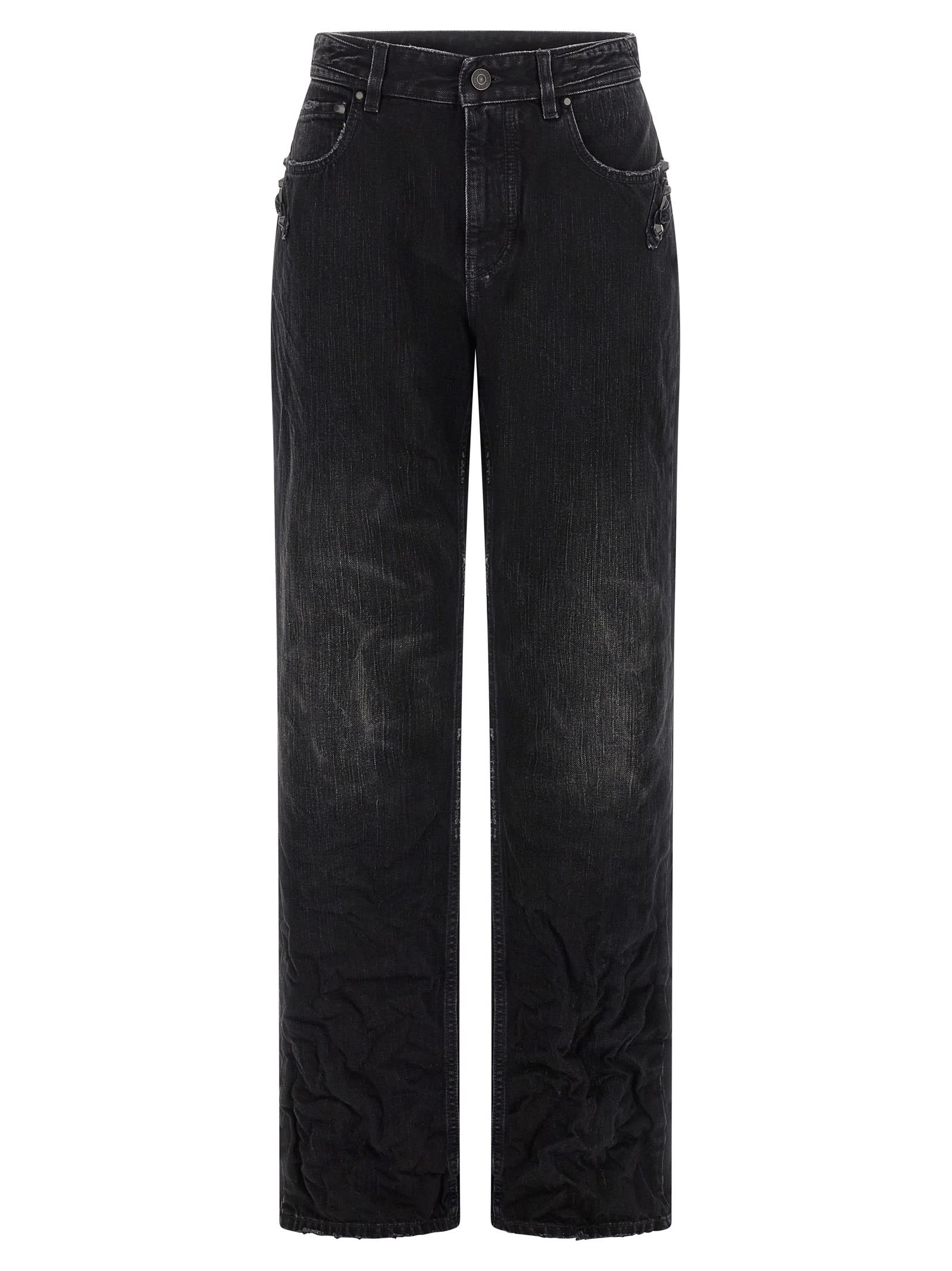 Balenciaga Urban Style Denim Trousers Featuring Pockets In Black
