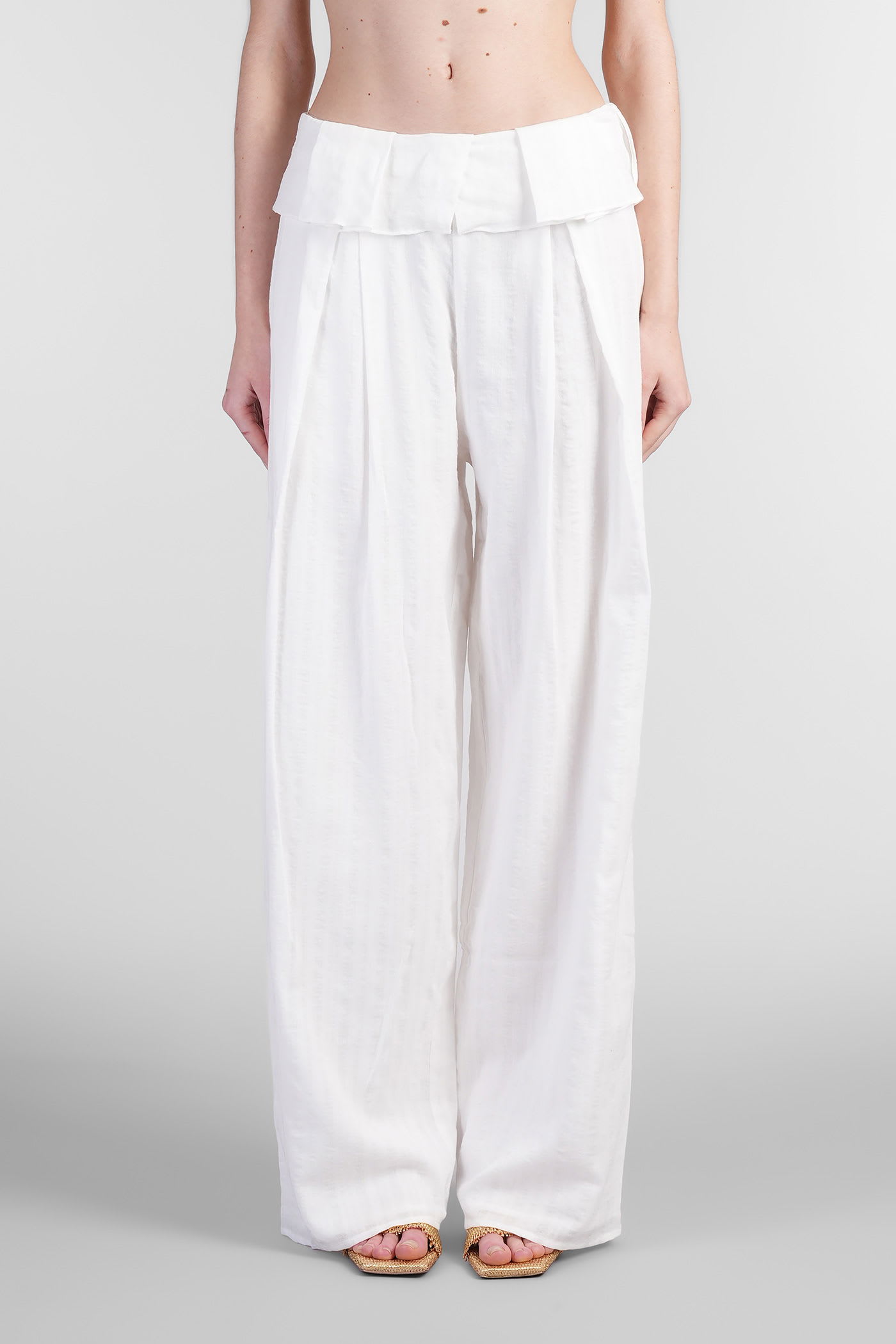 Sisley Pants In White Cotton