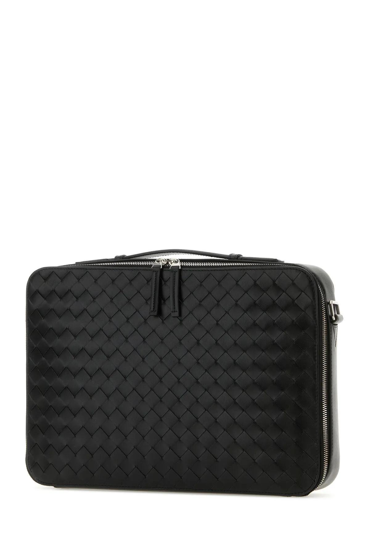 Shop Bottega Veneta Black Leather Briefcase