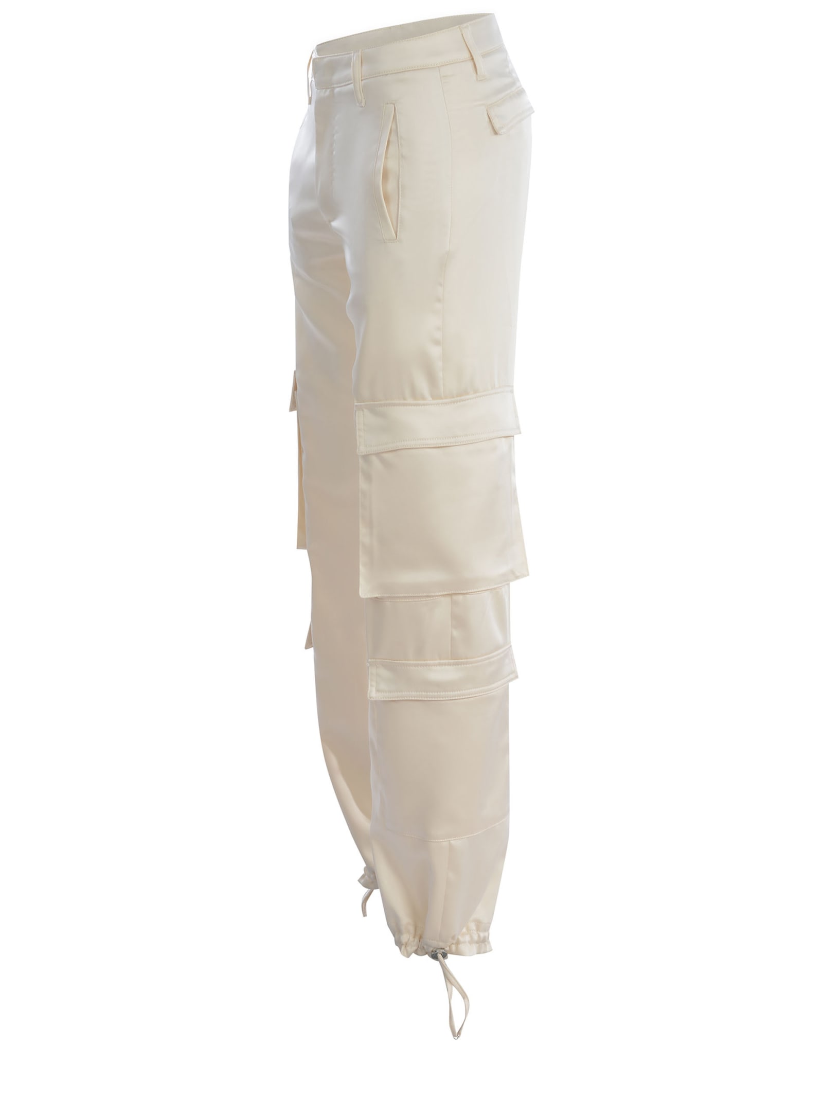 Shop Dondup Cargo Trousers  Tori Made Of Satin In Crema