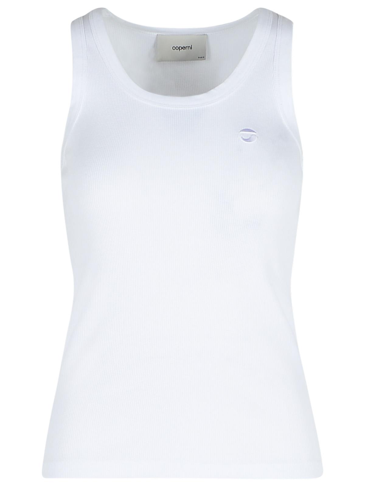 Coperni Ribbed Sleeveless Cotton Tank Top In White