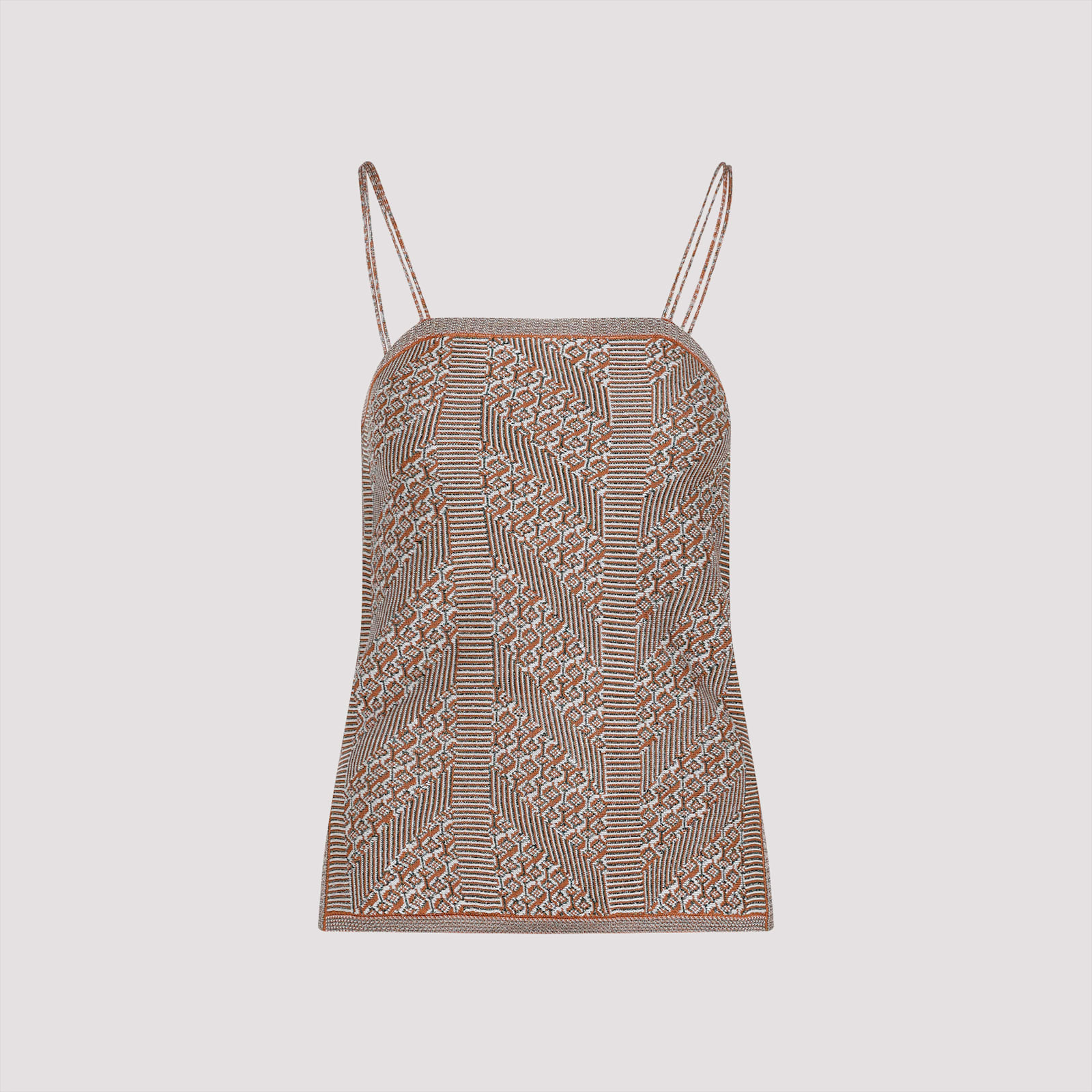 Valentino Womens Garavani Sleeveless Metallic-knit Top In Qe Ginger Orange Gold