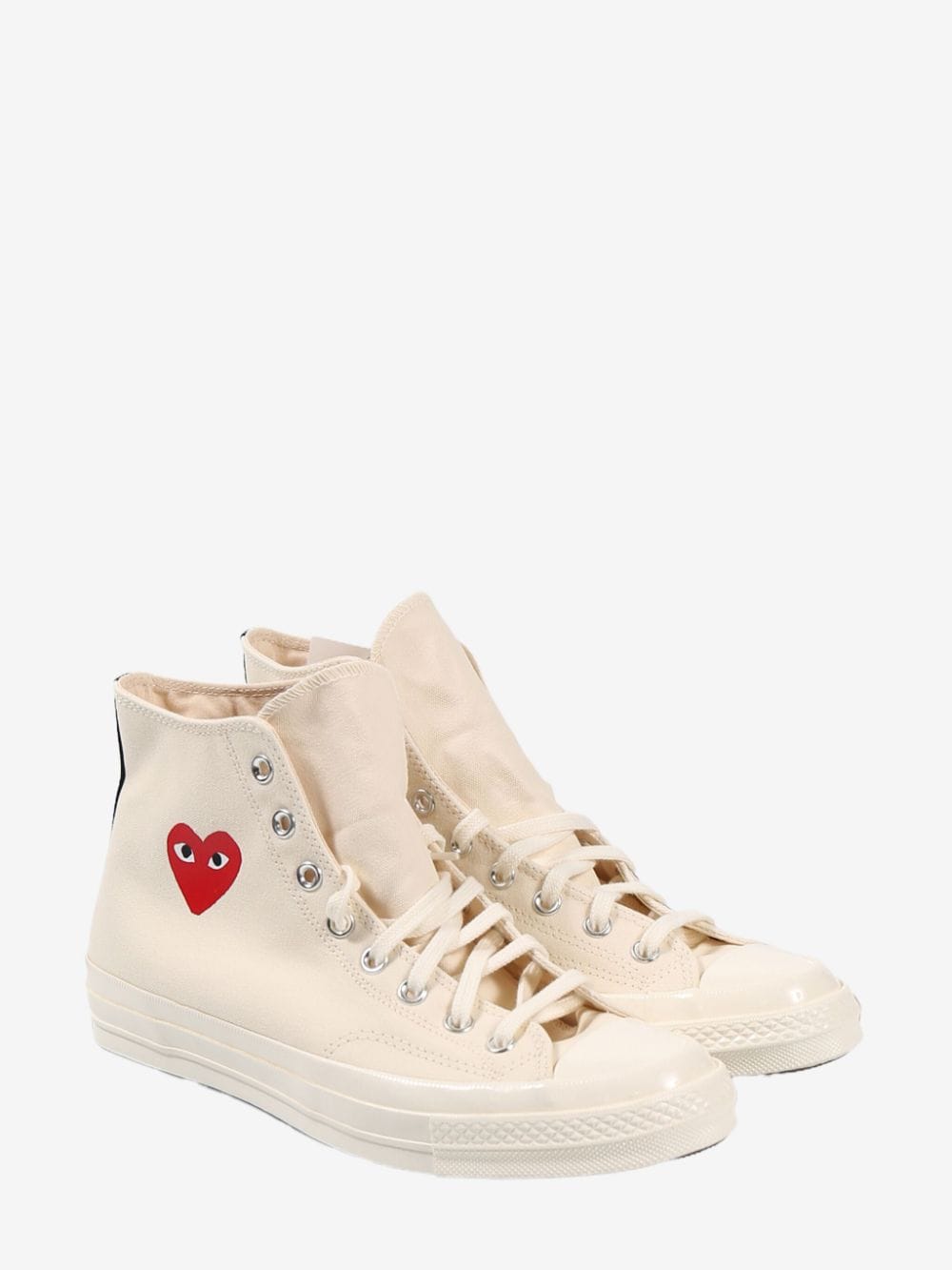 Comme Des Garçons High-top Sneakers With Iconic Heart Design And Rubber Sole In White