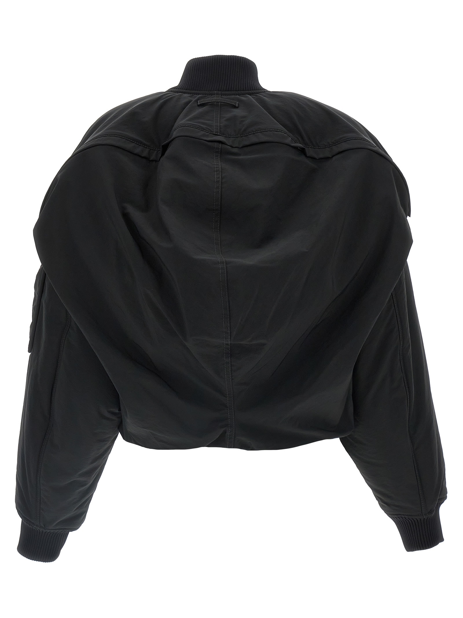 Jean Paul Gaultier Cropped Bomber With Hidden Hood Detail In Black