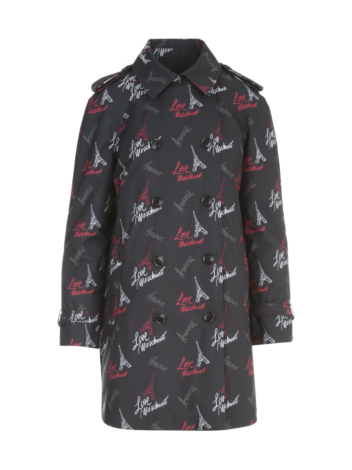 Love Moschino Double Breasted Trench W/written