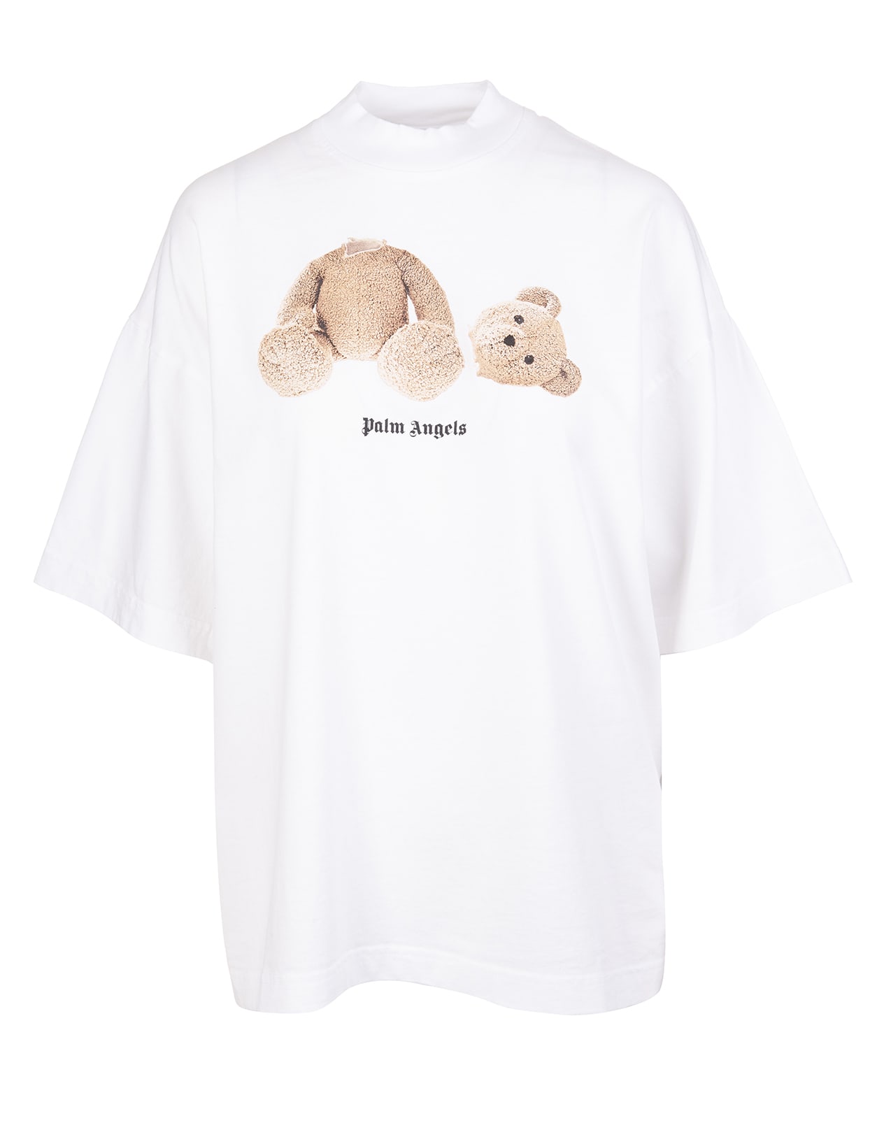 Palm Angels Woman White Loose T-shirt With Bear Print