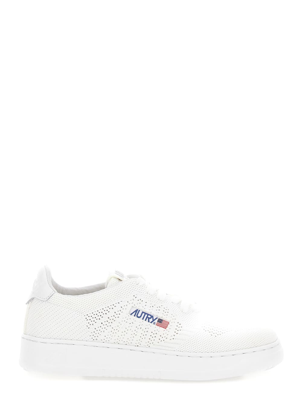 Easeknit Low Wom, Knit/leat White