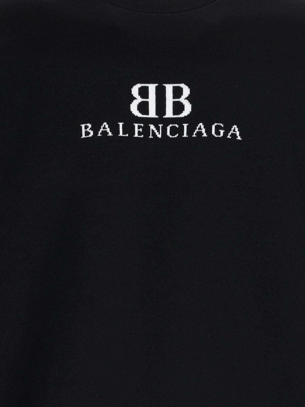 Balenciaga Black Wool Blend Oversize Sweater In Blackwhite