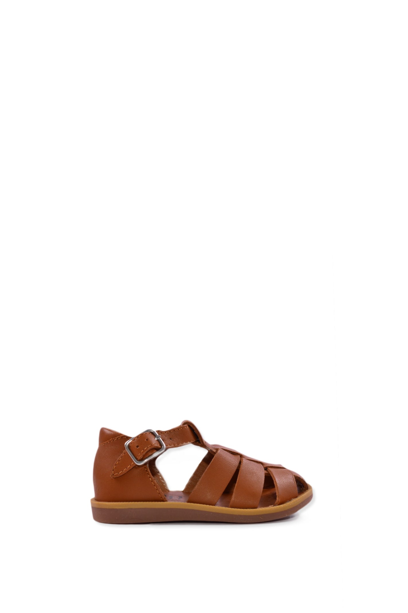 Pom D'api Kids' Open Sandals In Smooth Leather In Brown