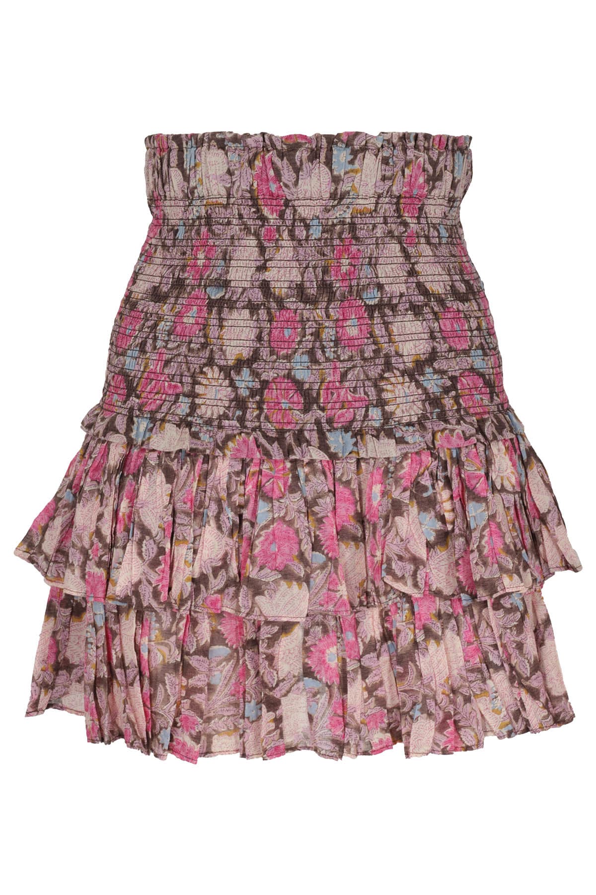 Isabel Marant Étoile Naomi Smocked Tiered Ruffle Cotton Skirt In Fk Faded Black