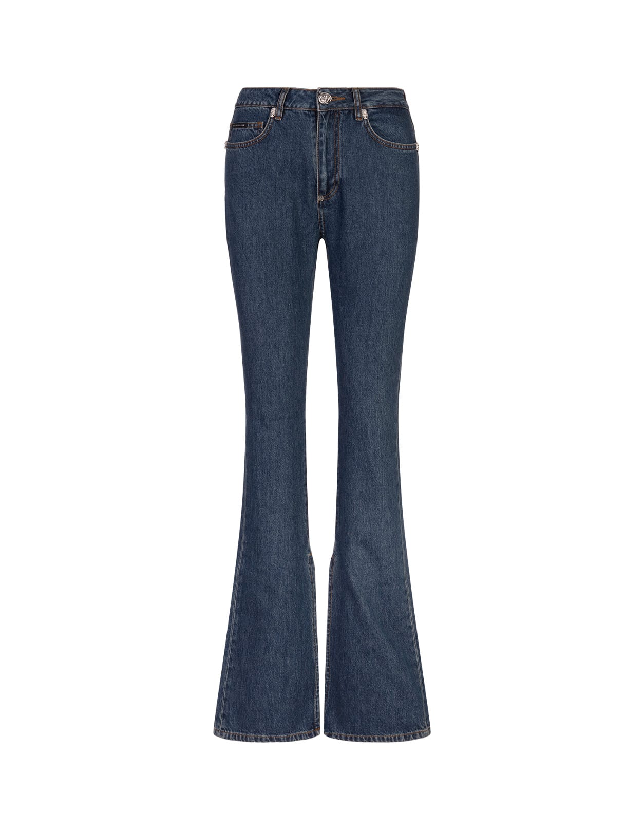 Blue Denim High Waisted Flared Jeans