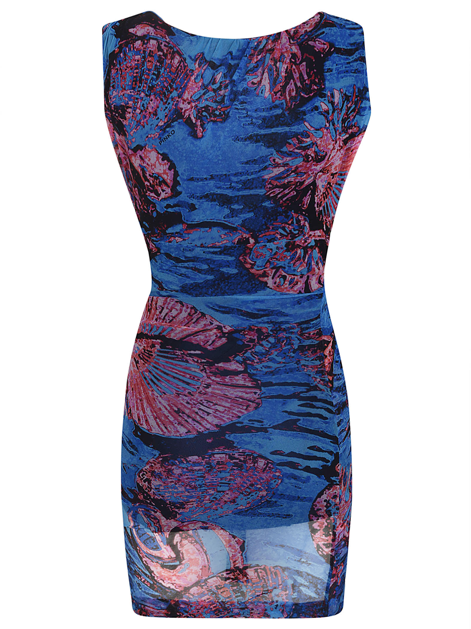 Shop Pinko Allover Printed V-neck Dress In Blu Rosa