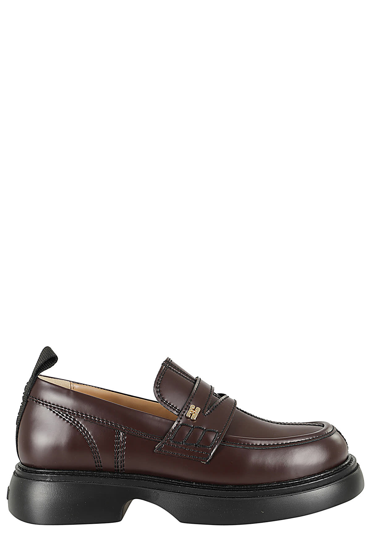 Shop Ganni Everyday Loafer Patent In Chocolate Fondant