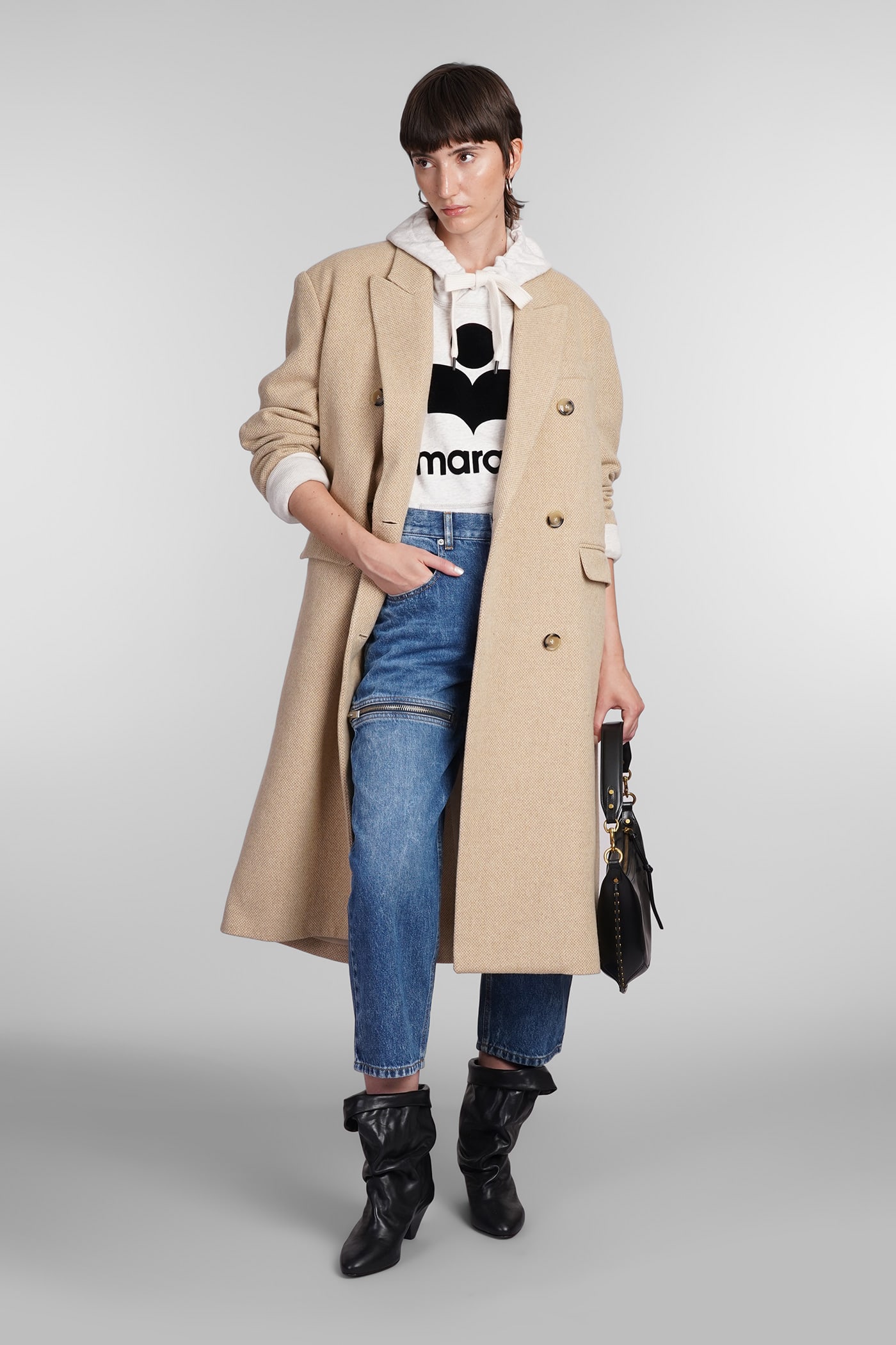 MARANT ETOILE LEXANA COAT IN BEIGE WOOL 