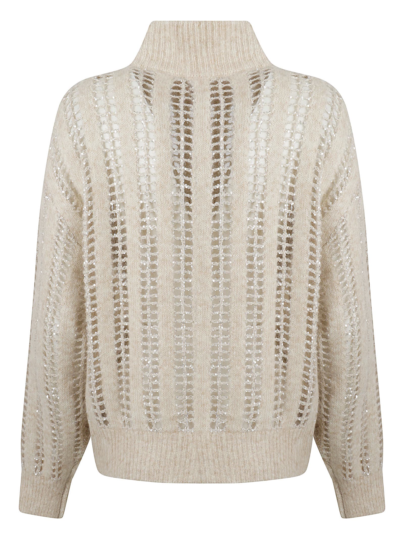 Shop Brunello Cucinelli Glittery Zipped Cardigan In Beige/stracciatella/seashell