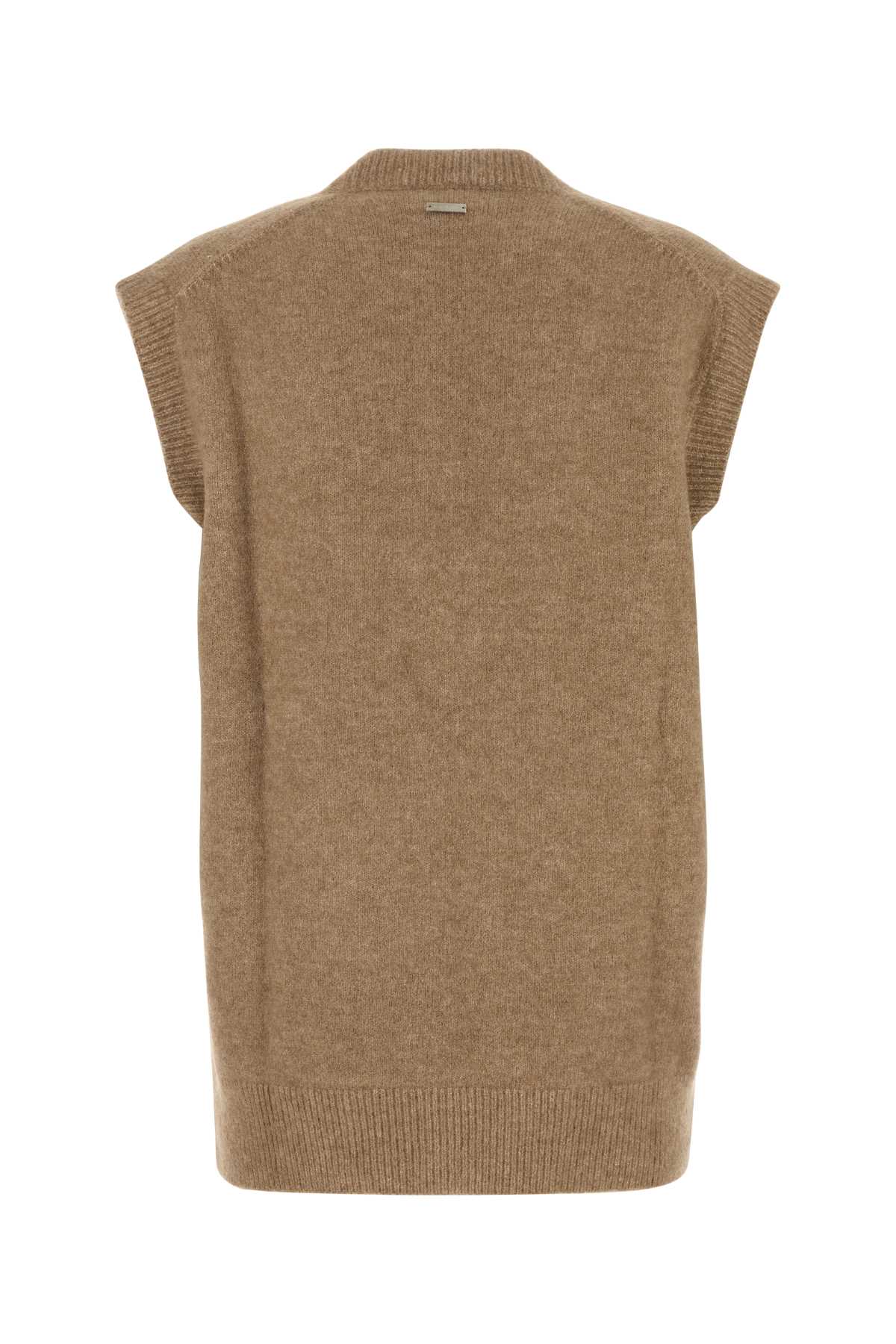 Shop Ferragamo Cappuccino Alpaca Blend Oversize Vest In Nude