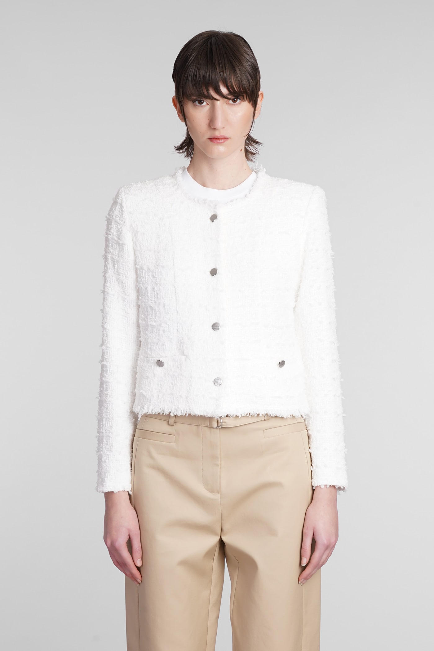 Raceli Casual Jacket In White Cotton