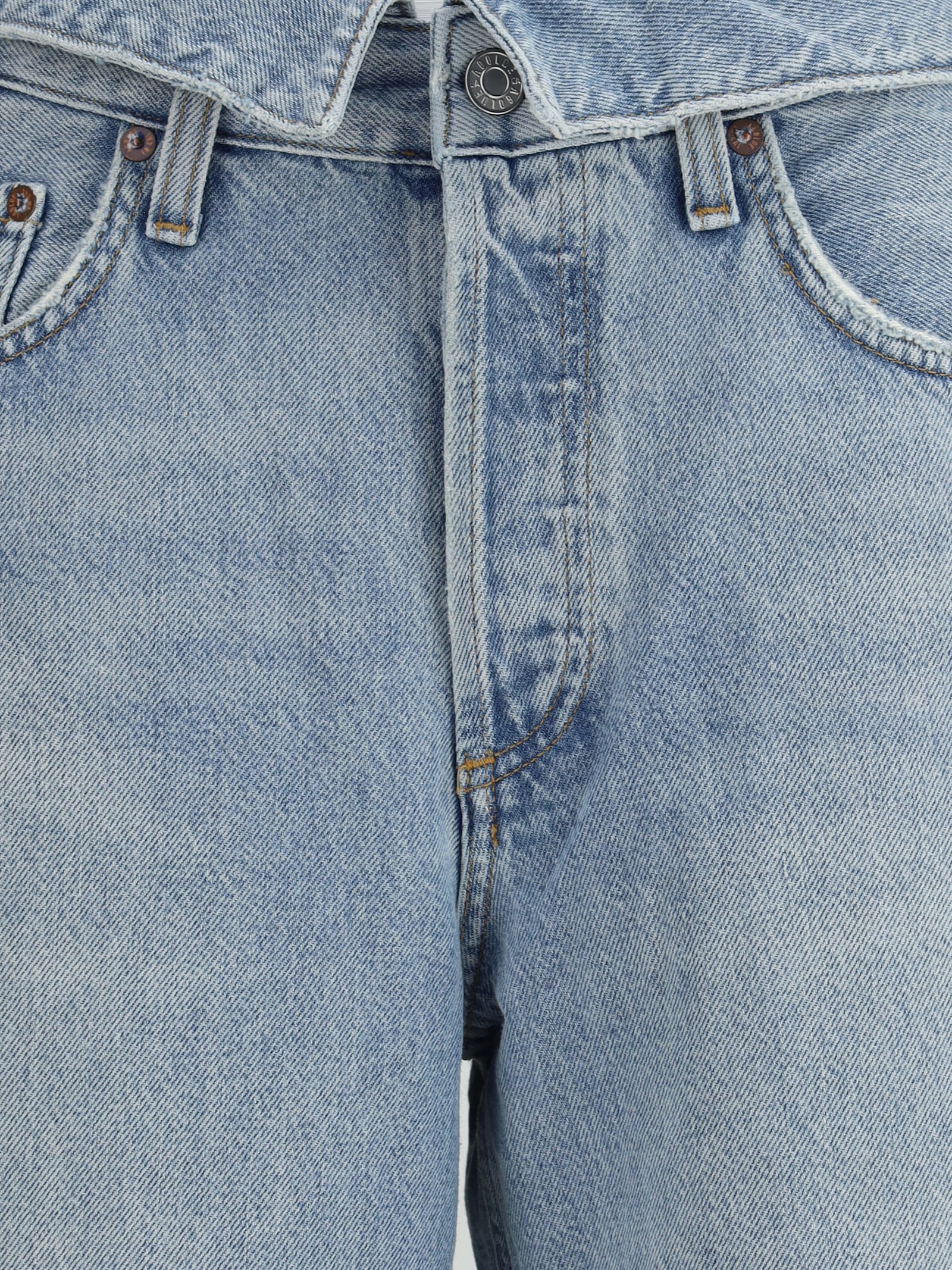 Agolde High Waist Frayed Hem Jeans In Blue