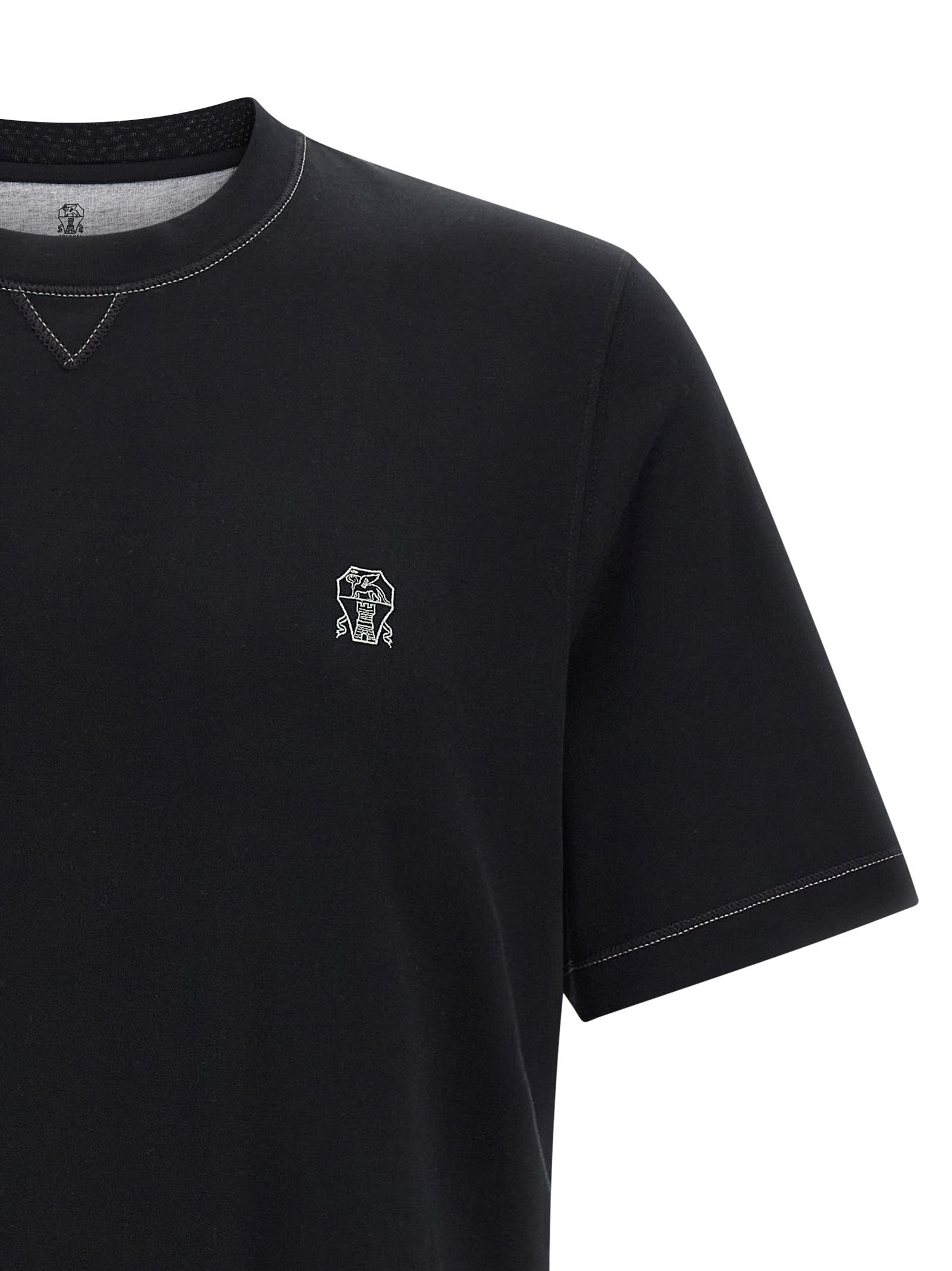 Brunello Cucinelli Cotton Jersey Crew Neck T-shirt With Logo In Black