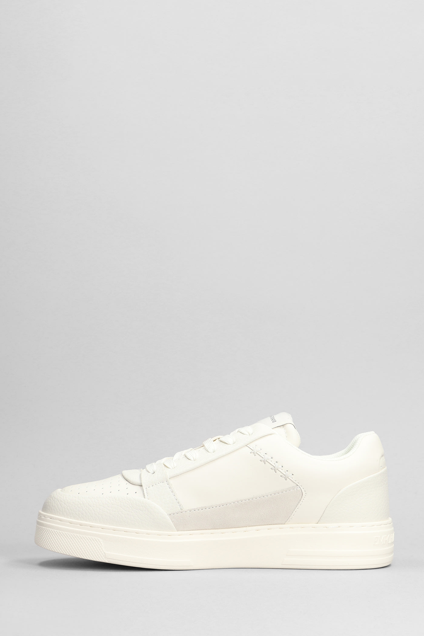Shop Emporio Armani Sneakers In Beige Suede And Leather