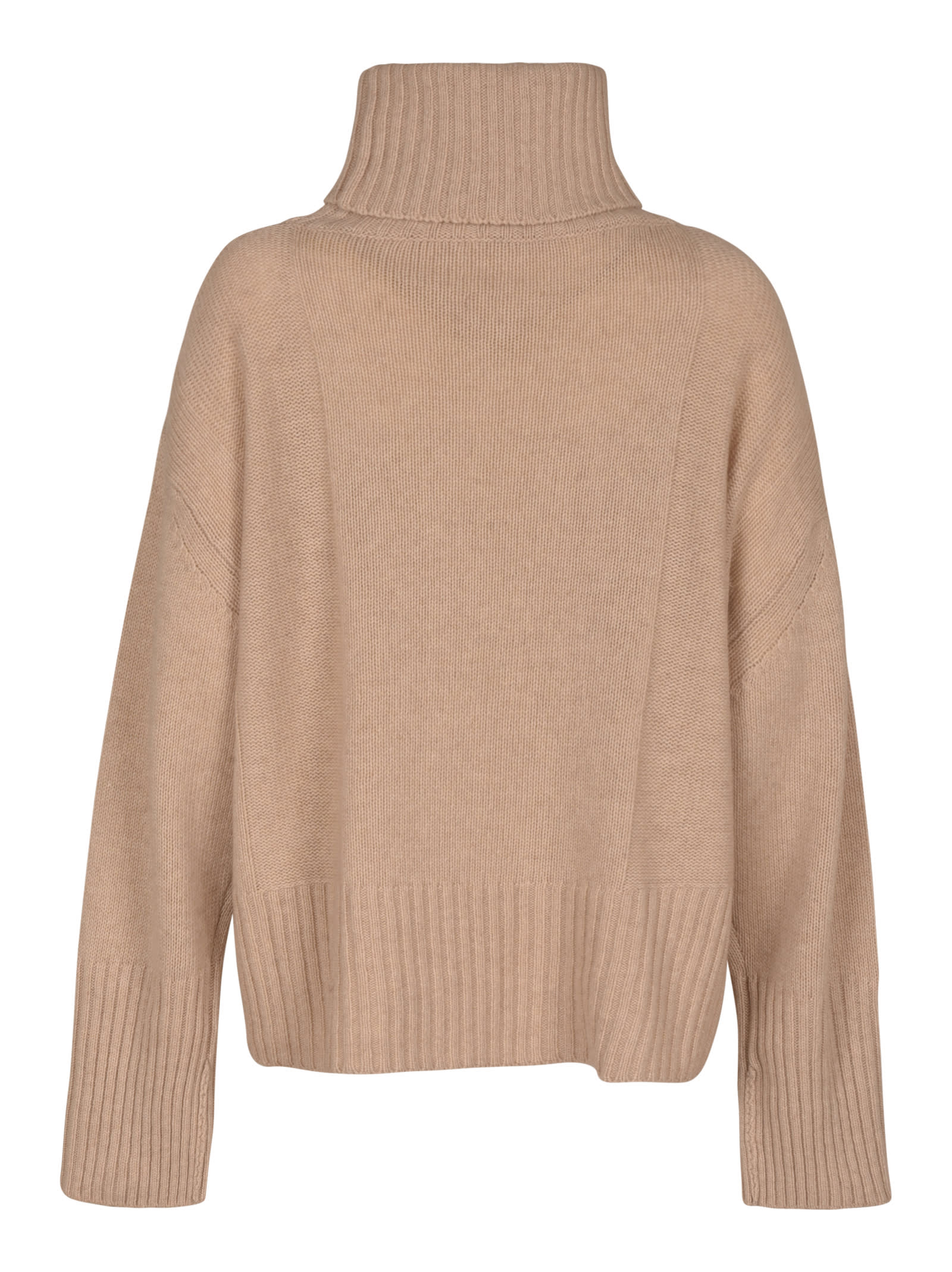 Shop Oliver Lattughi Turtleneck Ribbed Plain Sweater In Natural